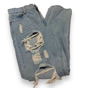 Princess Polly Distressed Jeans Size 10 Light Wash Destroyed